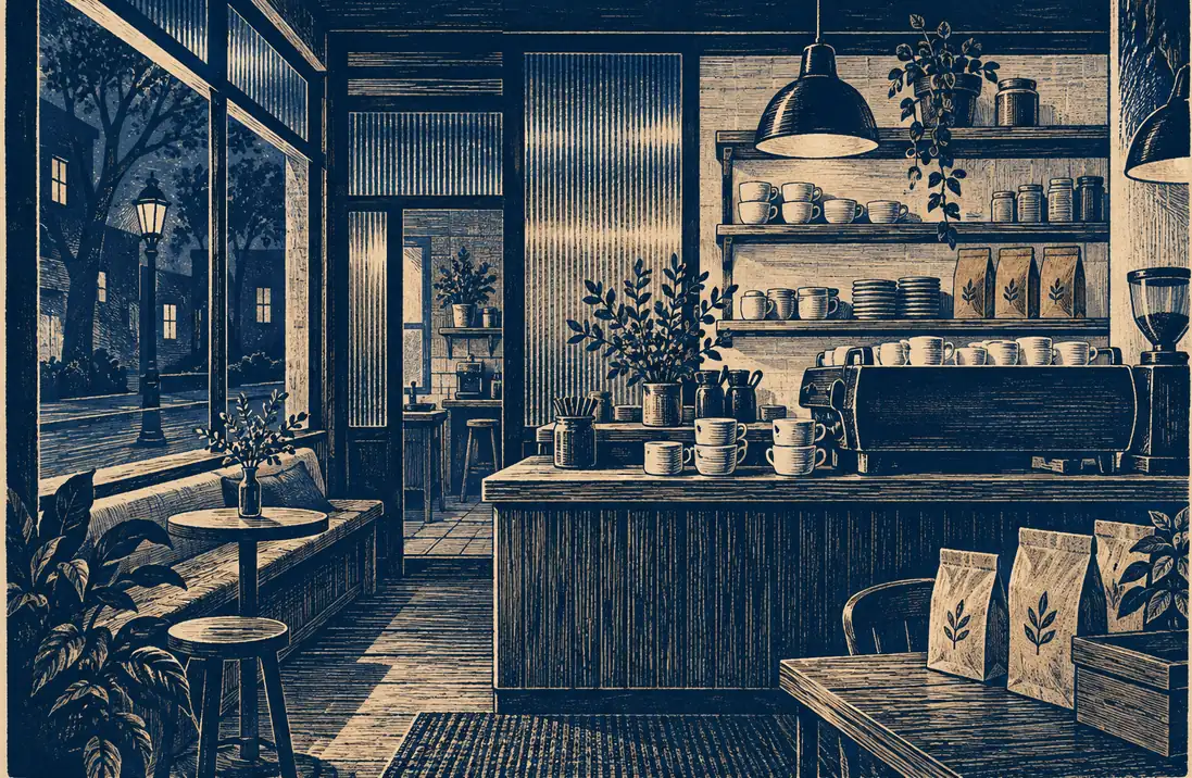 Illustration of cafés and their working space